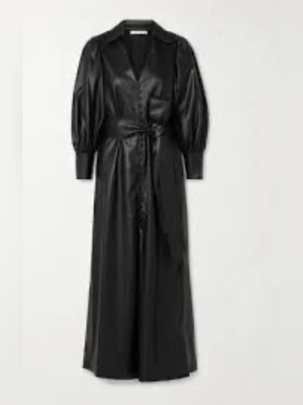 Alice + Olivia Black vegan leather belted Button-Front Dress  NWOT